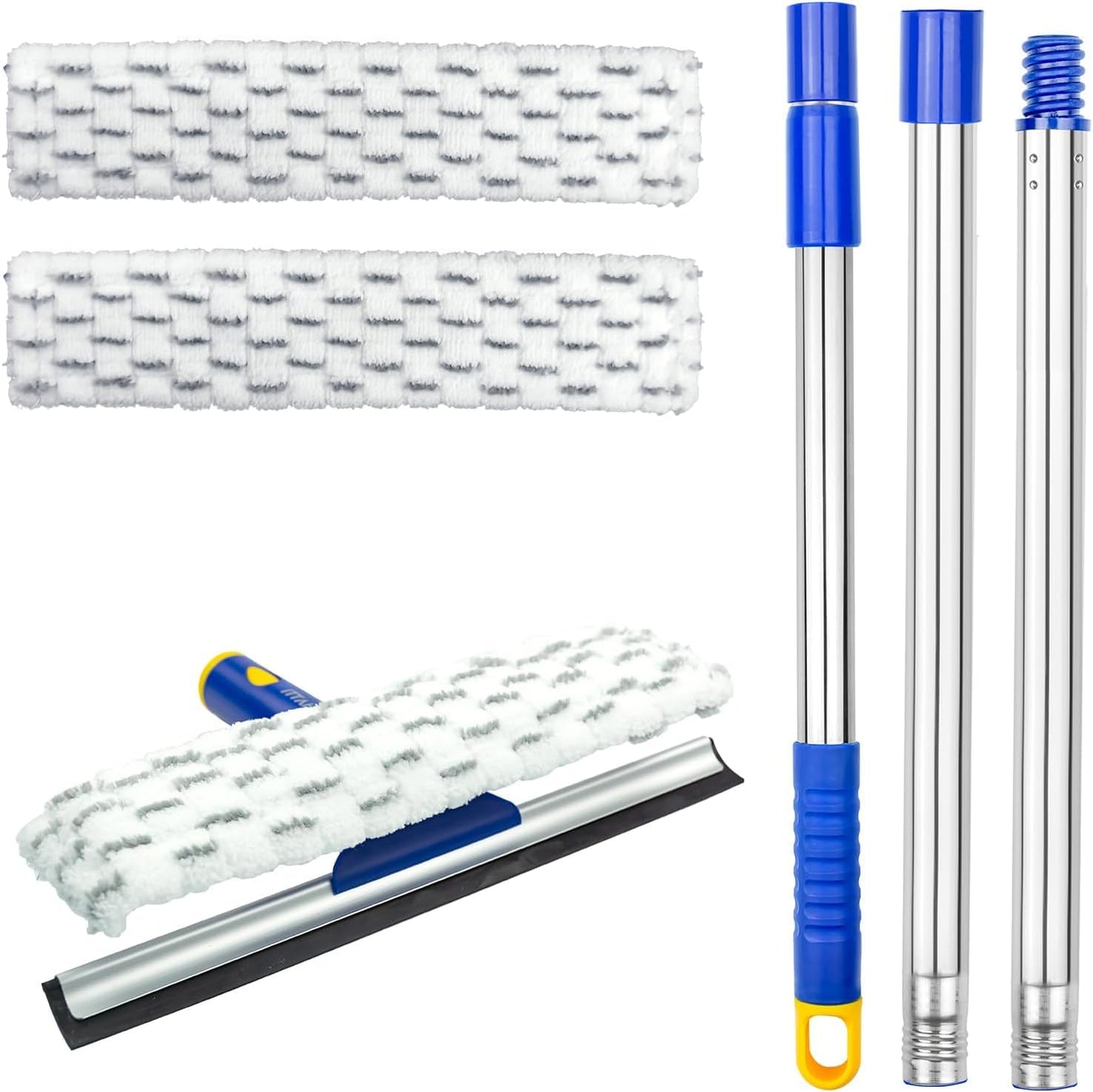 ITTAHO 60" Window Squeegee Cleaner 2 in 1 Window Cleaning Tool Kit Window Washing Kit with Extension Pole for Shower Glass, Indoor/Outdoor High Window
