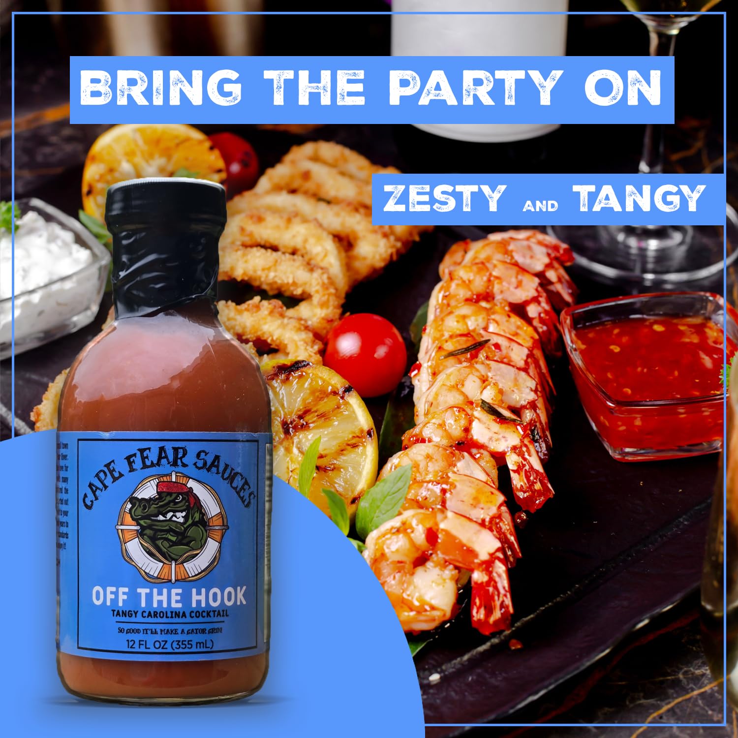 Cape Fear Sauces Off the Hook Cocktail Sauces for Shrimp and Seafood, Classic Cocktail Sauce Perfect for Your Favorite Dishes with Fresh Horseradish