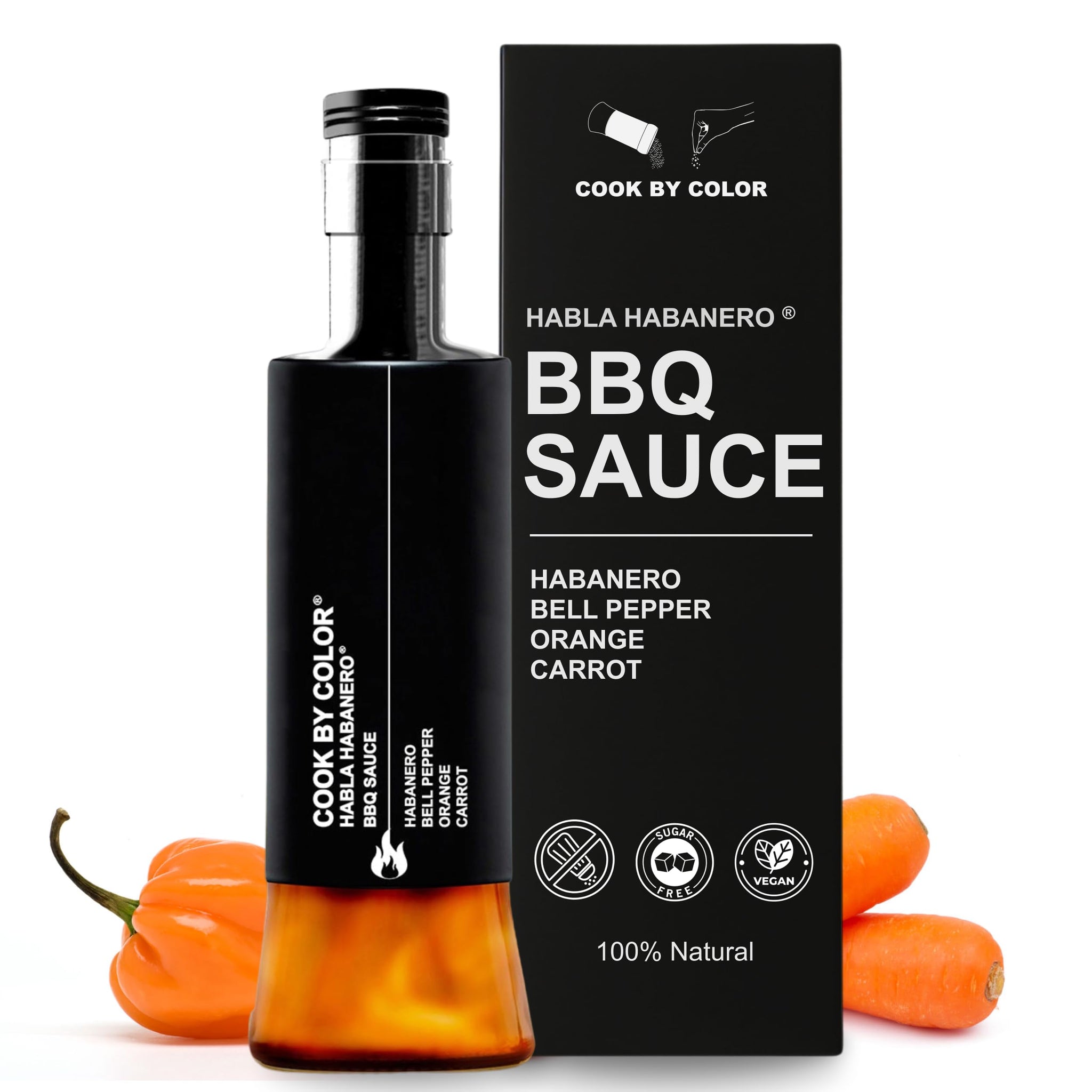 Cook by Color, Gluten Free & Sugar Free BBQ Sauce, Keto BBQ Sauce, Low Sodium, Infused with Habanero, Bell Pepper, Orange & Carrot, Unique Barbeque
