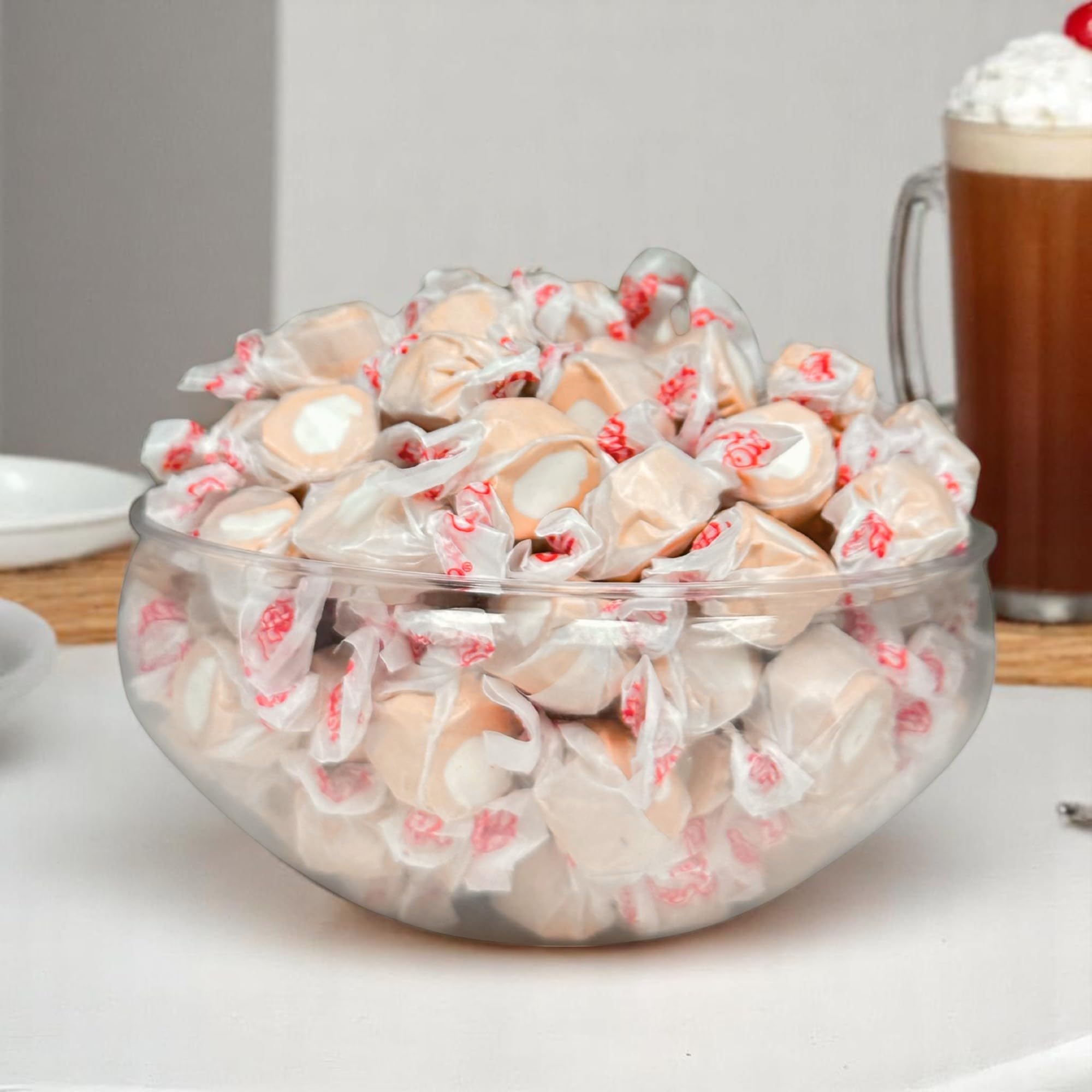 Premium Root Beer Float Saltwater Taffy Chewy Candy Classic Creamy Flavor Bulk 1 Lb Bag 60+ Pieces Individually Wrapped, Nut & Gluten Free Treats
