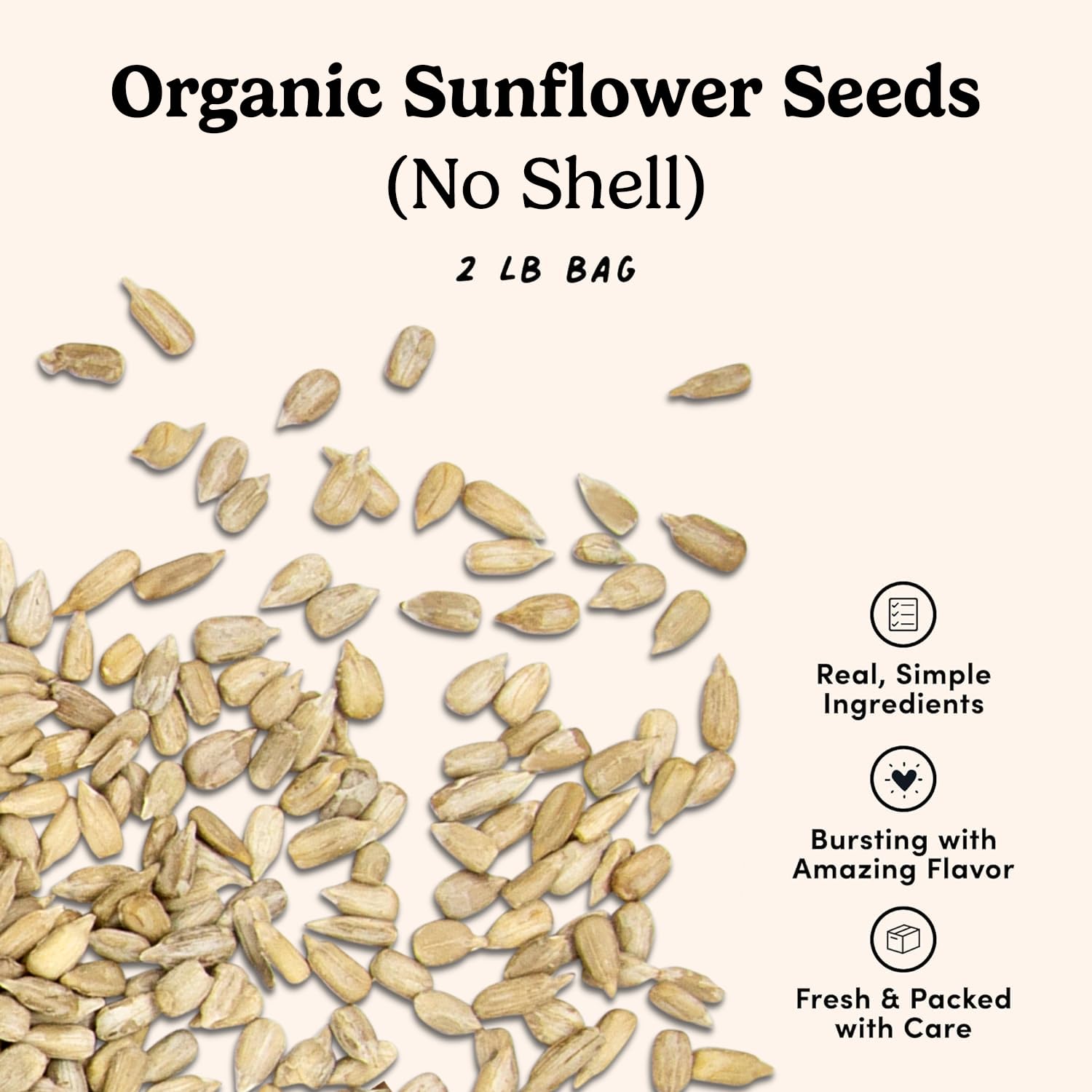 Nuts com Raw Organic Sunflower Seeds (No Shell) - Unsalted, Gluten-Free, Vegan, Kosher, Non-GMO - High Protein, Fiber & Antioxidants - Fresh, Shelled
