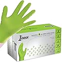 1st Choice 6 mil Green Gloves, Disposable, Latex Free, Raised Diamond Grip, Mechanic Glove for Men, Medium, 1 Box of 100
