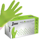 1st Choice 6 mil Green Gloves, Disposable, Latex Free, Raised Diamond Grip, Mechanic Glove for Men, Medium, 1 Box of 100
