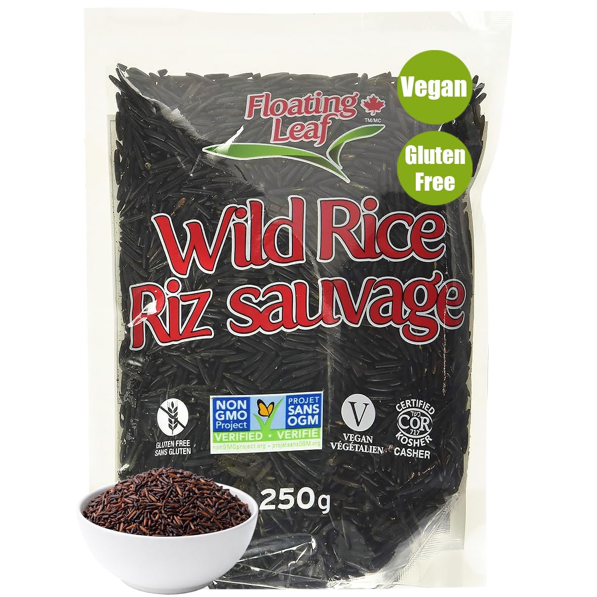 Floating Leaf Pure Long Grain Wild Rice - Non-GMO & Gluten free | Organic Wild Rice Riz Sauvage (Pack of 1) 8 oz | All Natural Vegan Healthy Food for The Whole Family