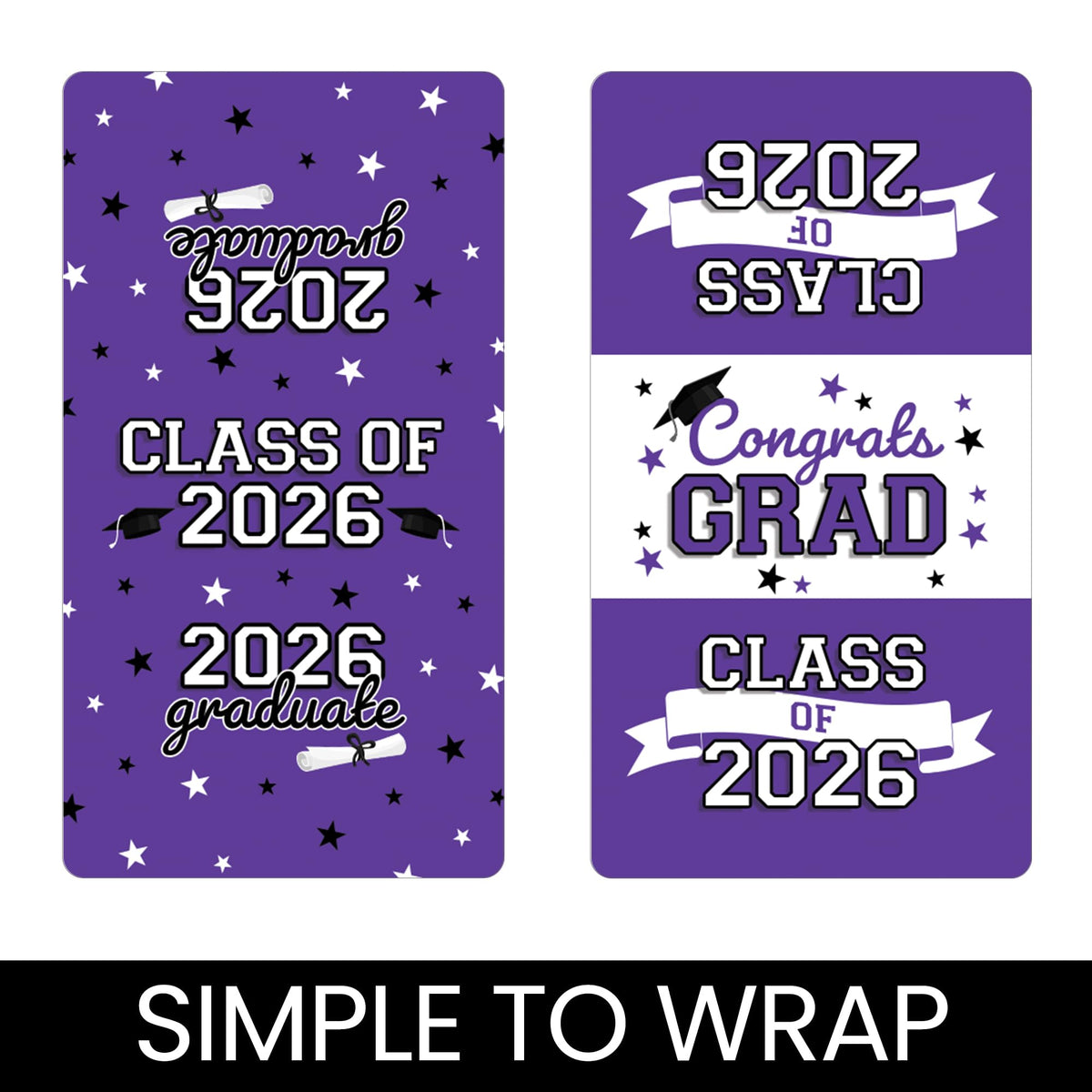 Purple Class of 2026 Graduation Mini Candy Bar Wrappers, 42 Count
