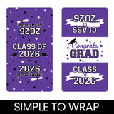 Purple Class of 2026 Graduation Mini Candy Bar Wrappers, 42 Count