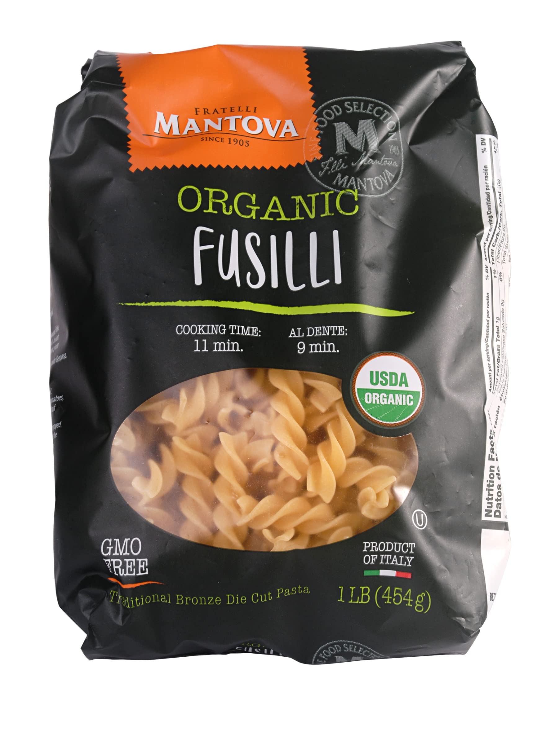 Mantova Italian Organic Spirali Pasta,(Pack of 4) Made with selected durum semolina and dried in slow temperature to protect the nutrition value