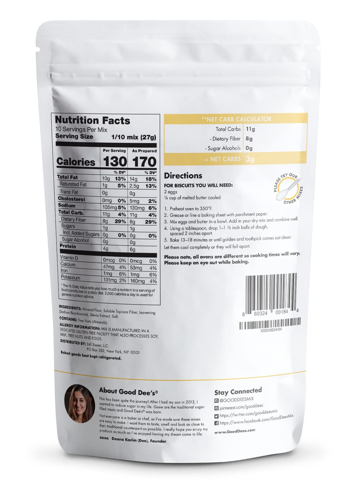 Good Dees Low Carb Baking Mix,Cracker Biscuit Mix, Keto Baking Mix, Gluten Free, No Sugar Added, Grain-Free, Soy-Free, Diabetic, Atkins & WW Friendly