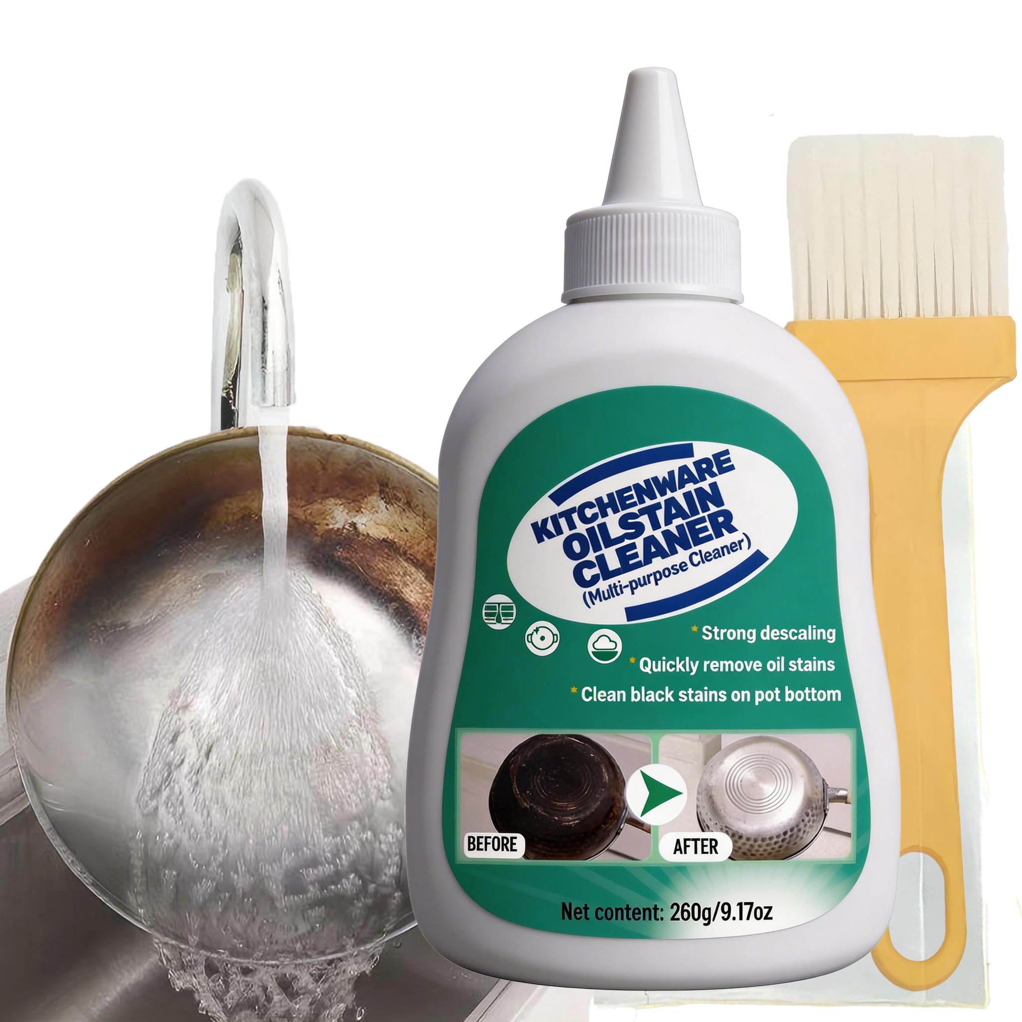 Tanmeni Kitchenware Oil Stain Cleaner, Multi-purpose Kitchen Cleaner, Pot Bottom Black Stain Cleaner, Pan Bottom Cleaning Paste,Powerful Kitchenware