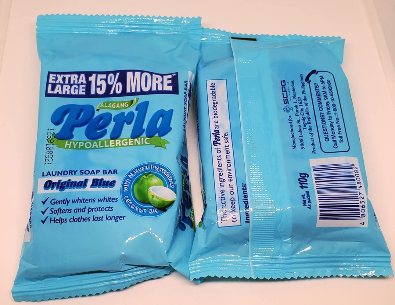 PERLA Original Blue Laundry Bar Soap, 110 grams (10)