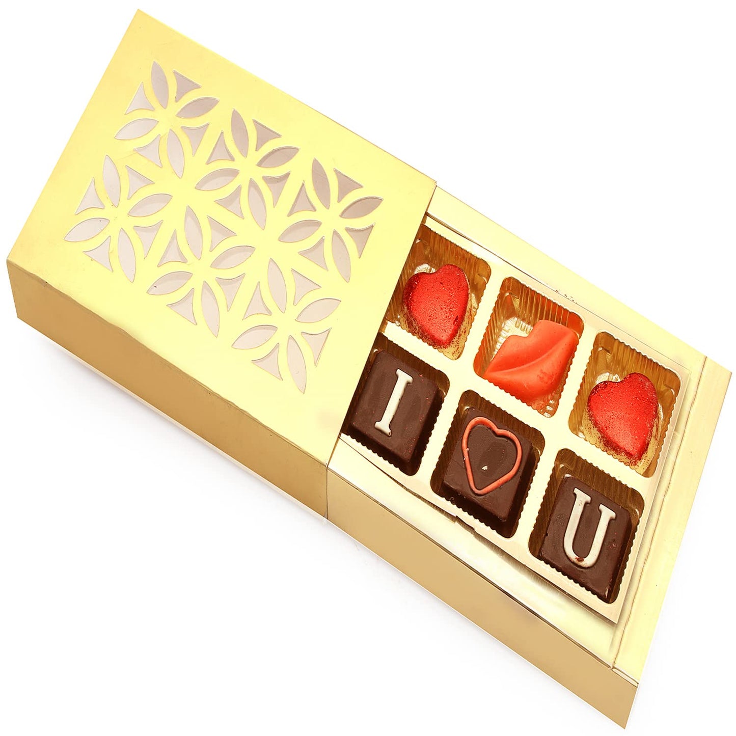 Ghasitaram Gifts Valentine Gifts - Valentine Chocolates Ghasitaram Gifts - Golden 6 Pcs Valentine Special Chocolates 80gm