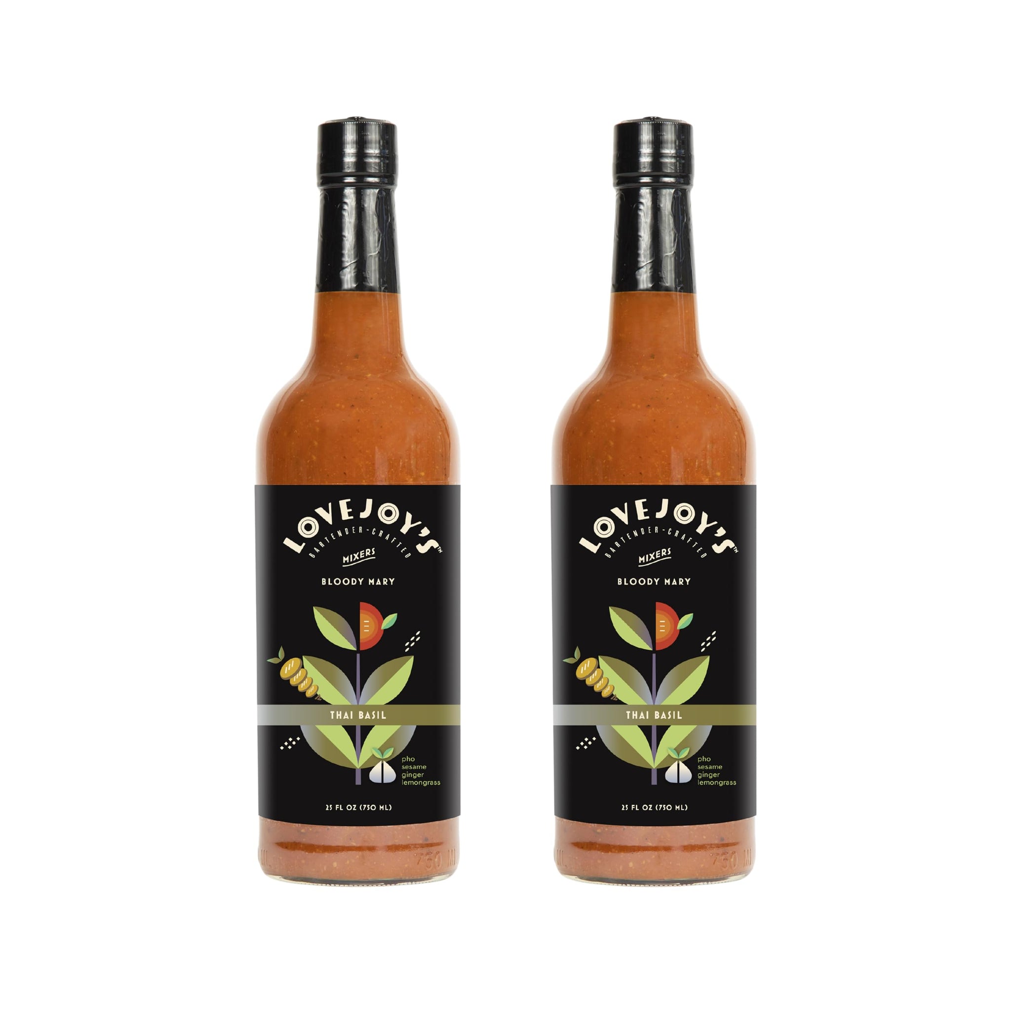Thai Basil 2-Pack - Lovejoy's Bloody Mary Mix for Cocktails, Premium Cocktail Mixer, All-Natural Ingredients, Perfect for Brunch, Vegetarian, Robust