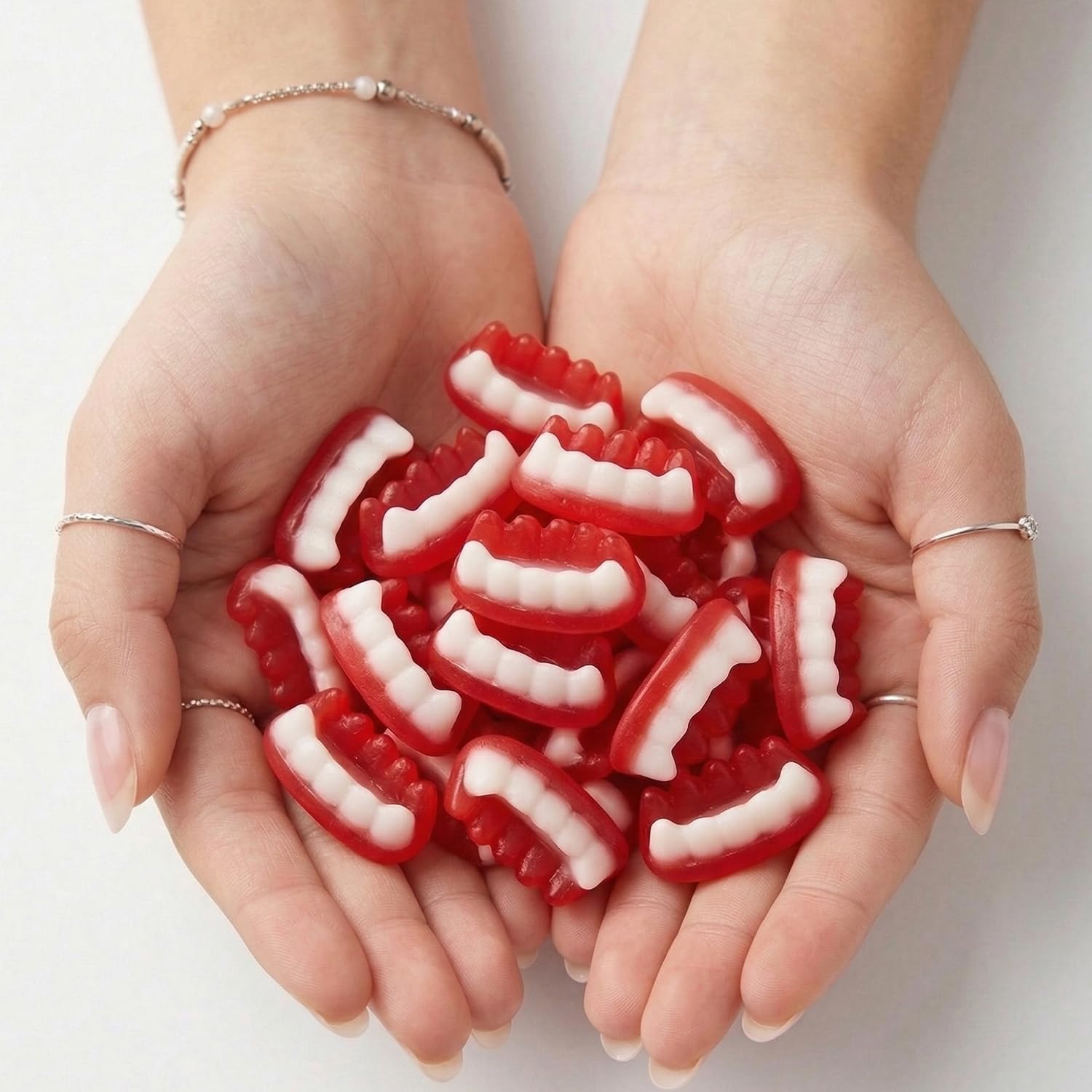 Ceres Gourmet Vampire Teeth Gummy Halloween Candy 2.2 lb (1 kg), Bulk Strawberry Flavored Fun Body Part Shaped Chewy Gummies and Candies, Big Size