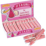 Fun Express It's A Girl Bubble Gum Cigars - Pink Baby Shower Favors for Guests 36 Pack | Gender Reveal Party Favors & Prizes | Individually Wrapped