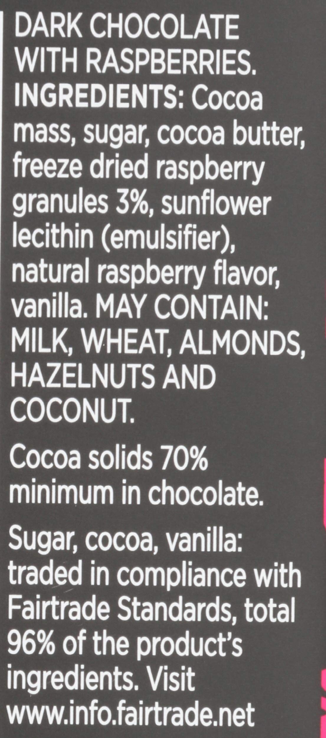 Divine Chocolate, Bar Dark Chocolate Raspberries 70%, 3 Ounce