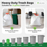 LIMELINEN Tall Kitchen Trash Bags with Drawstring, 200 Count, 13-gallon Trash Bag of 0.9 mil Thickness, Leak and Odor-Resistant, Heavy-Duty Plastic