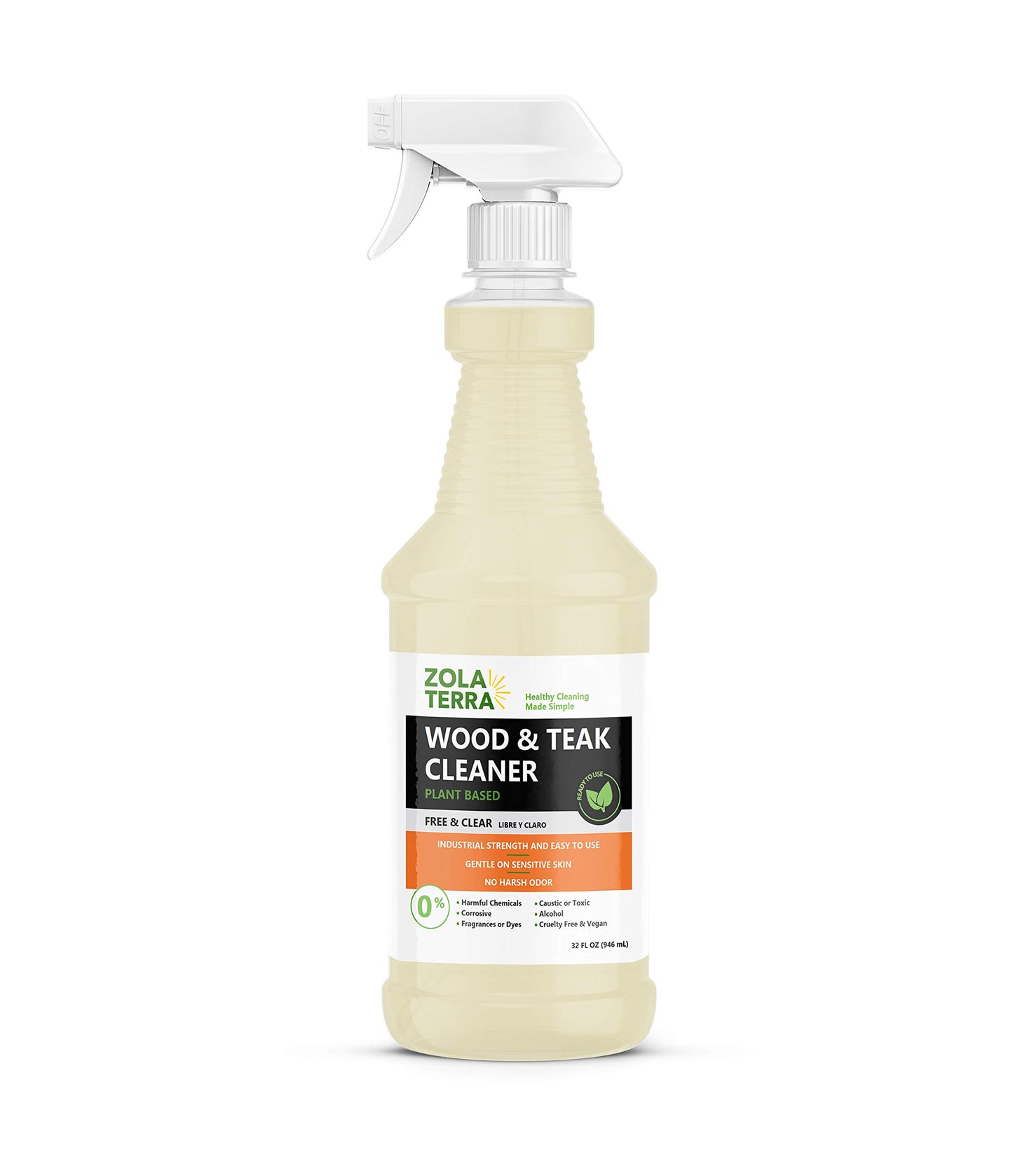 ZolaTerra Teak Wood Cleaner 32 oz Restore, Renew, Refresh Old, Weathered, Gray Teak and Other Woods, Marine Grade for Outdoor Furniture, Decks, Boats