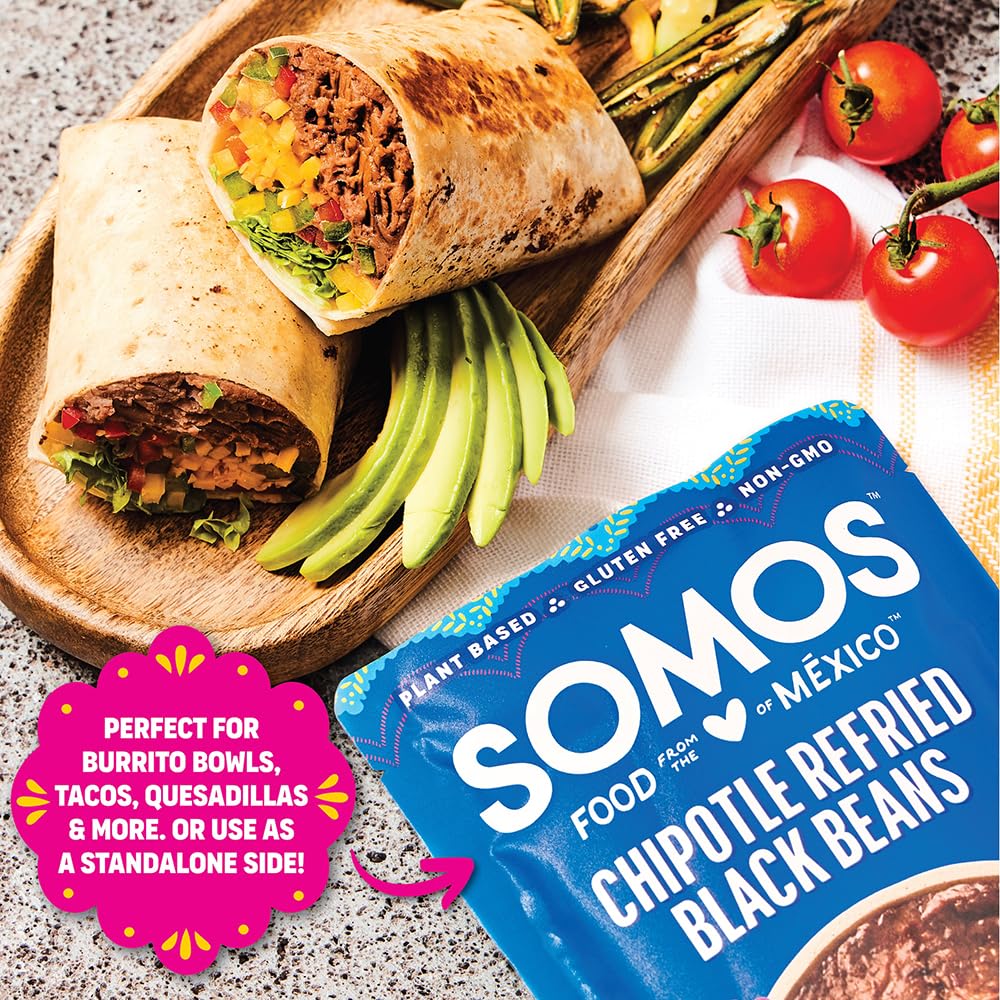 Somos Chipotle Refried Black Beans, 10 Ounce