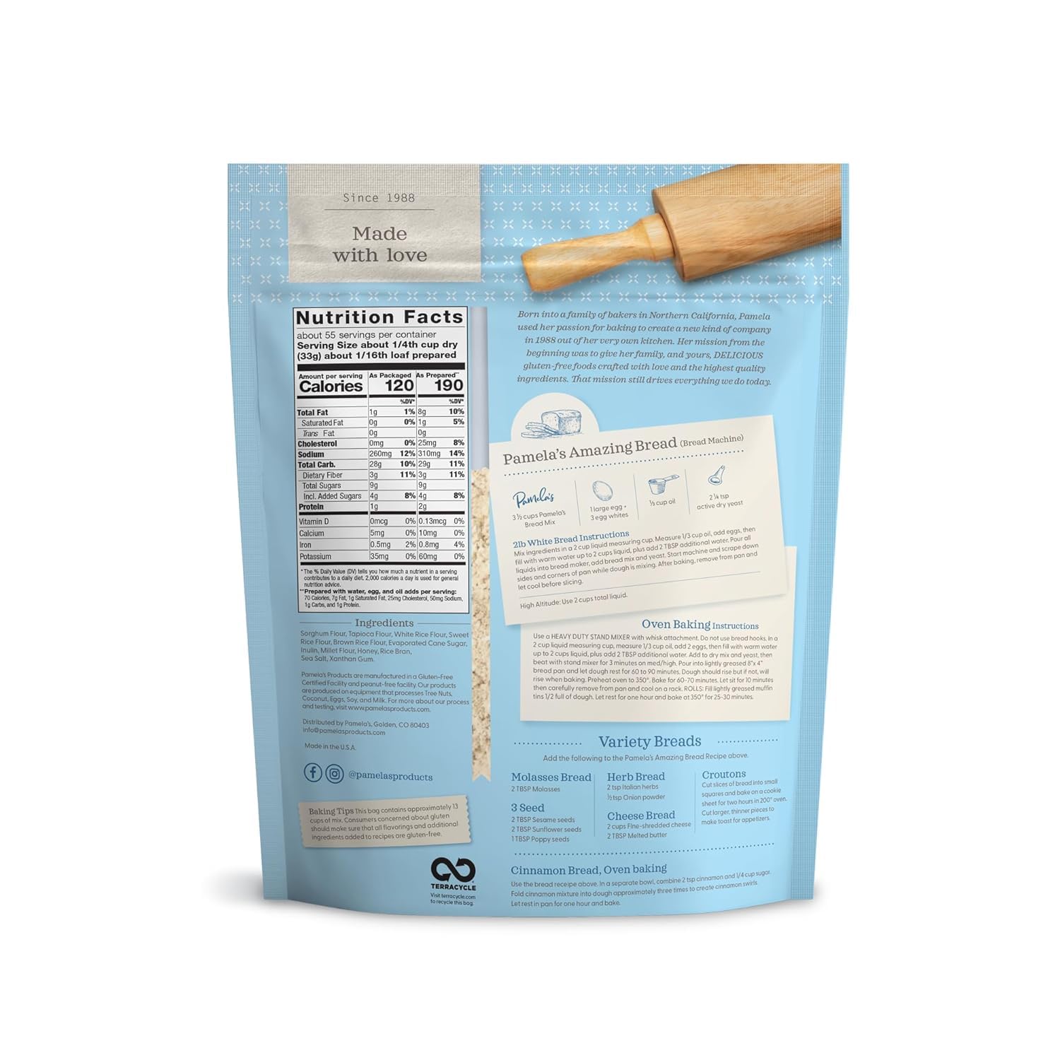 Pamela's Products Amazing Gluten-free Bread Mix, 4-Pound Bag