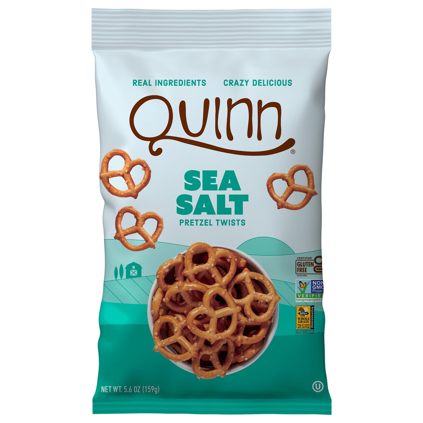 Quinn Whole Grain Sea Salt Pretzel Twists - Made with Real Ingredients, Whole Grain Sorghum, Sea Salt, Vegan, Gluten Free, Dairy Free, Non-GMO - 5.6