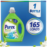 Purex Natural Elements Fresh Lilies & Linen Liquid Detergent, 82.5 oz, 165 Loads, Ultra-Concentrated, Dye-Free, USDA Certified Biobased Product
