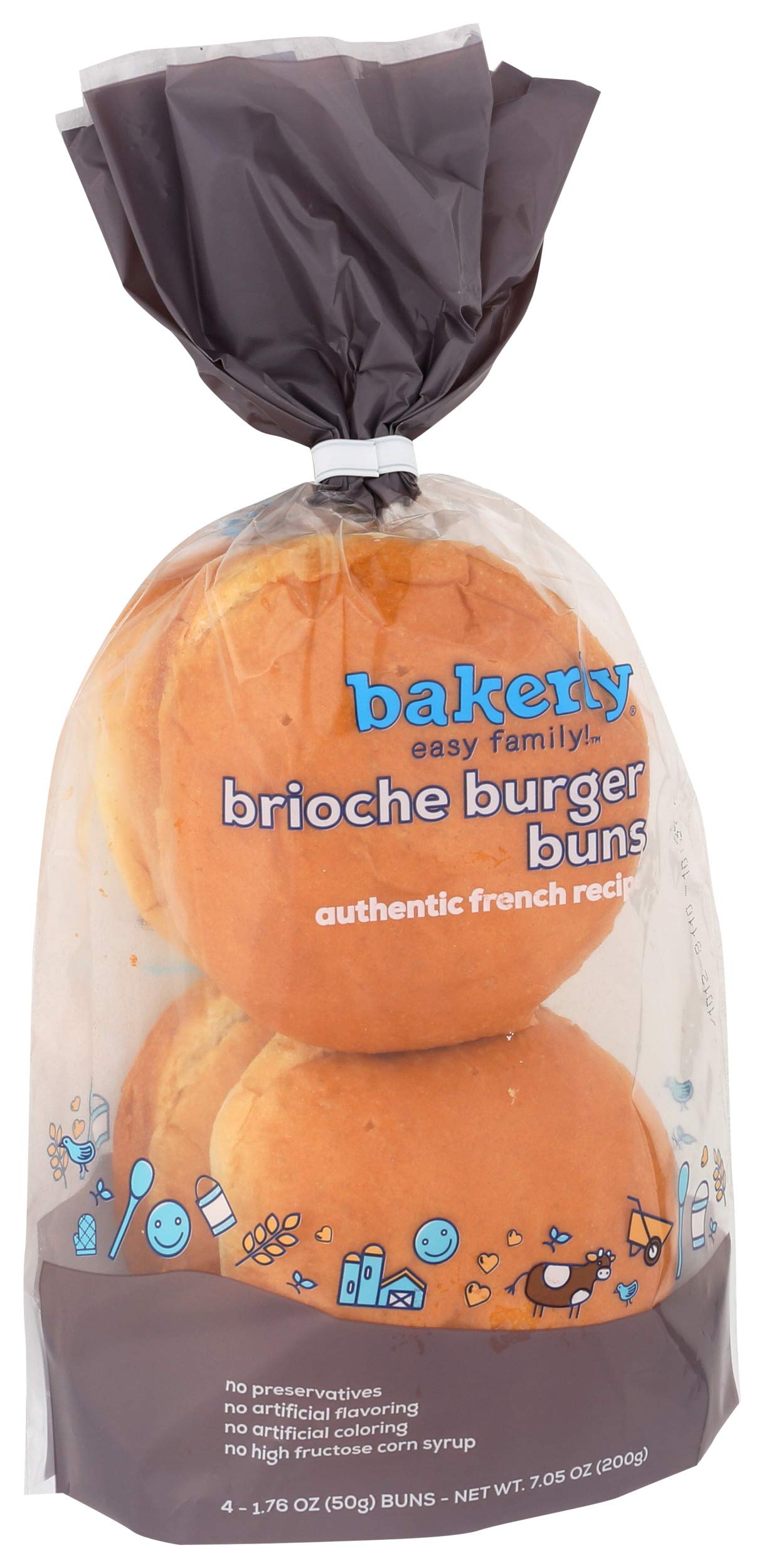 bakerly Brioche Burger Buns, 4 Pack, 7.05 Ounce (Frozen)