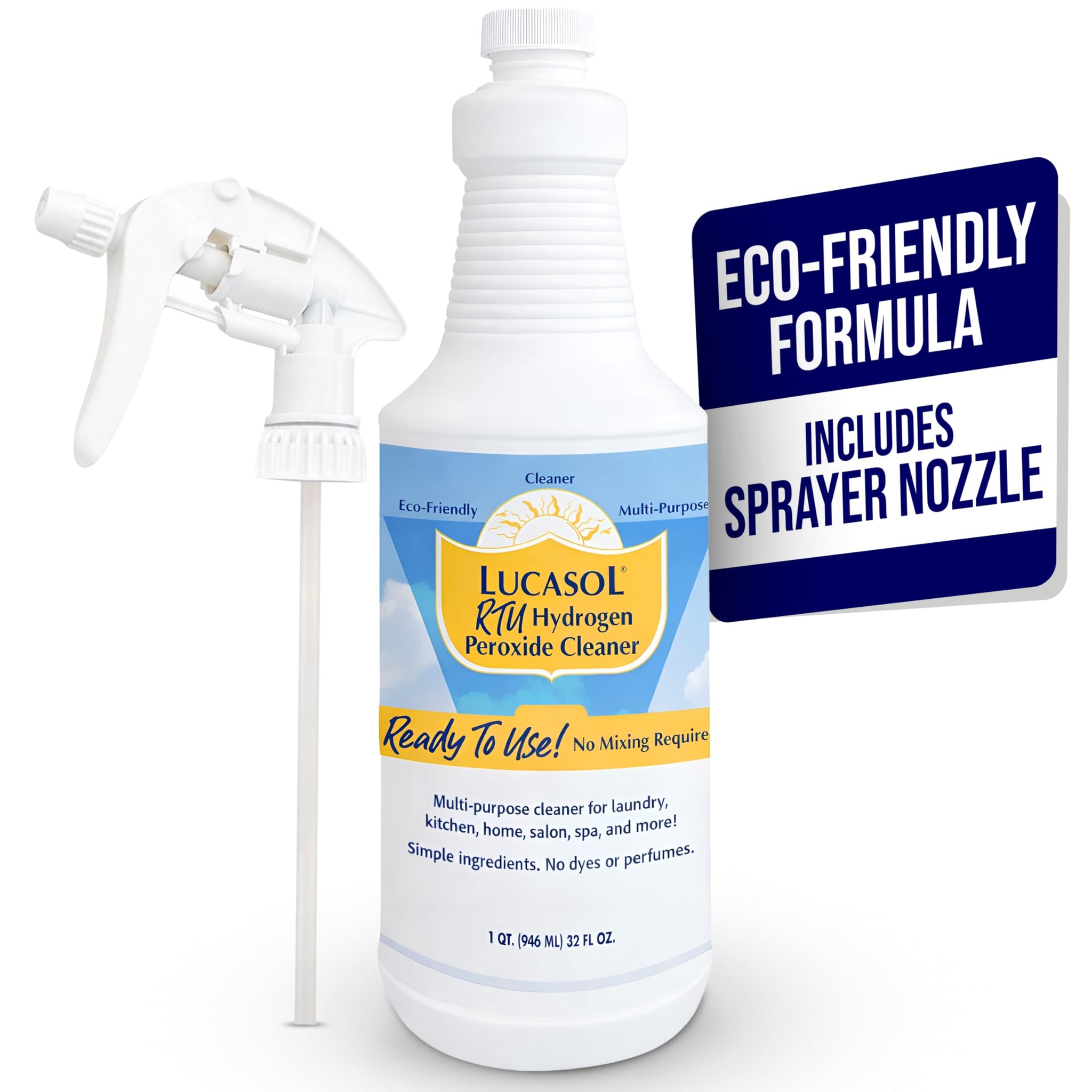 Lucasol Food Grade Hydrogen Peroxide 3% Ready to Use Peroxide Spray - 1 Quart (32 Fl Oz)