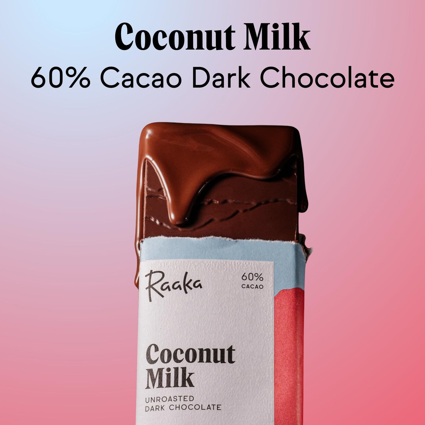 Raaka Chocolate 60% Cacao Coconut Milk Dark Chocolate Bars, 3-Pack, 1.8oz