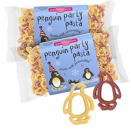 Pastabilities Fun Shaped Pasta for Kids - Penguin Party - Penguin Animal and Holiday Theme, Non-GMO Natural Wheat and Vegetable Pasta, All-Natural