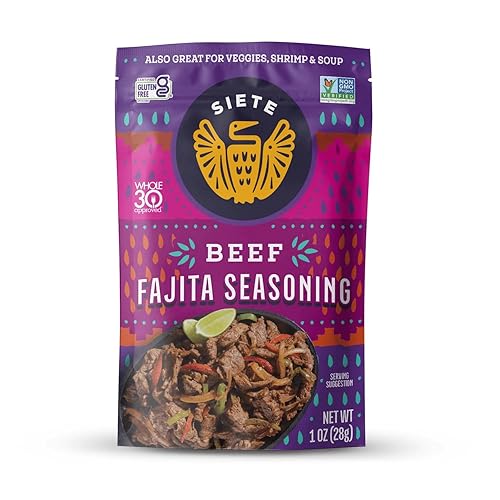 Beef Fajita Seasoning Mix | Seasoning for Beef, Shrimp, and Veggies | Gluten Free | Vegan | Non GMO | Whole30 Approved | 6 Packets (42 Servings)