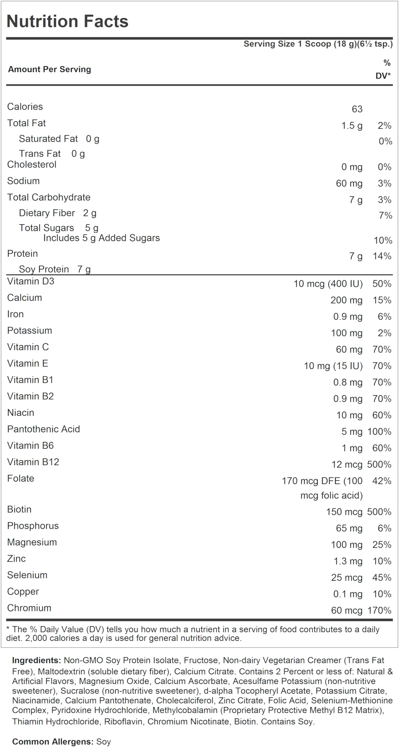ANDREW LESSMAN Secure Soy Complete Meal Replacement - Vanilla 100 Servings - Only 63 Calories, 7g Non-GMO Soy Protein, Vitamins and Minerals, Low-Fat