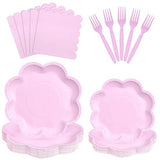 ZUQMZUQ 96 Pcs Purple Paper Plates and Napkins Set 9'' Mothers Day Plates, 7'' Dessert Plate, Plastic Forks, lavender Party supplies for Baby Shower