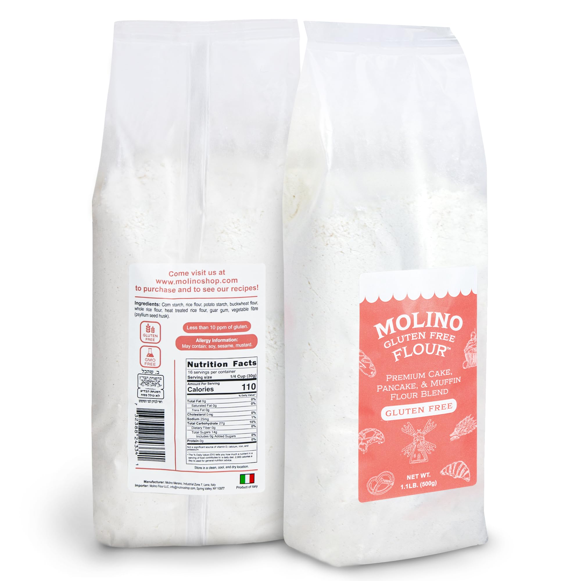 Molino Flour Molino Gluten Free Cake, Pancake, & Muffin Flour 1.1 Pounds Per Bag (4 Pack)
