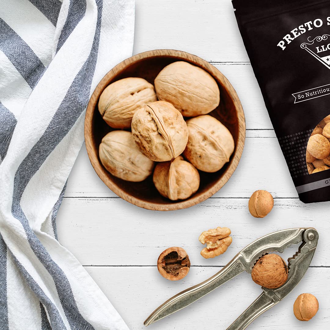 Presto Sales Walnuts “Current New Crop" In Shell Huge Hartley Choice Nut, Grown in California - Packed in a 3 lbs (48 oz.) Resealable Pouch Bag