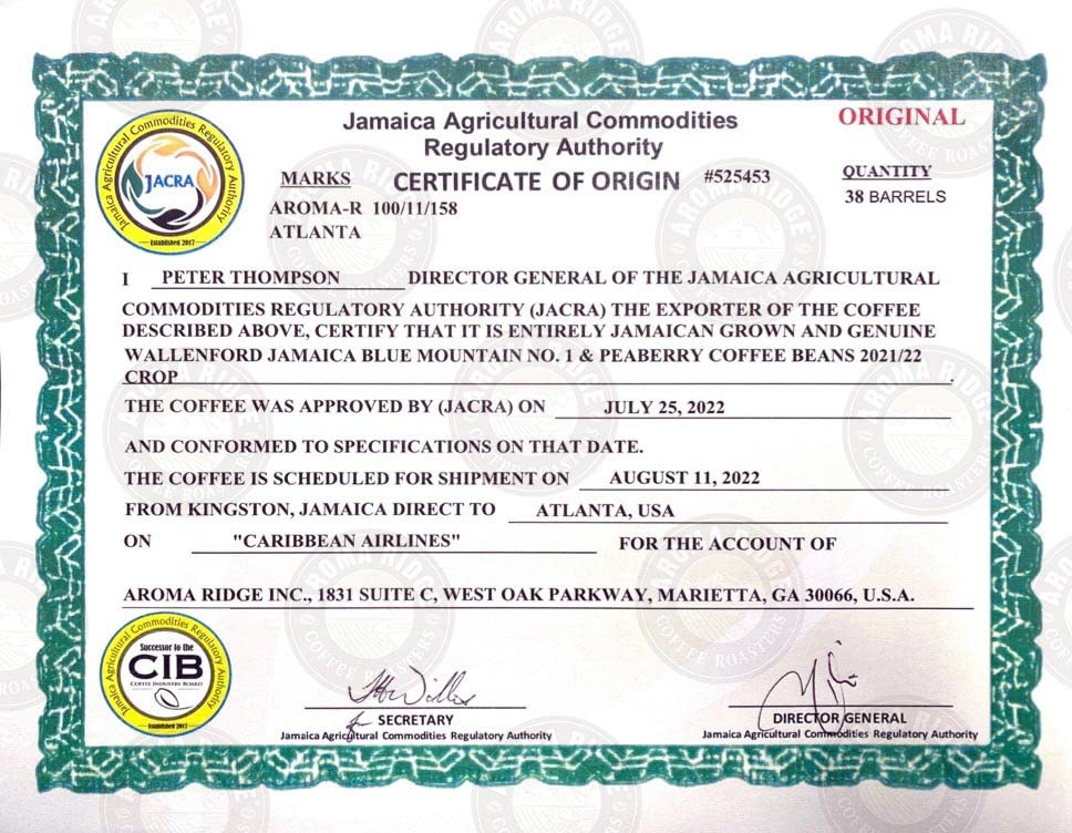 Jamaica Blue Mountain Coffee Single Cup 18-Count for Keurig Machine, Pure Blue Mountain Coffee from Jamaica, Wallenford, Medium Roasted, Aroma Ridge