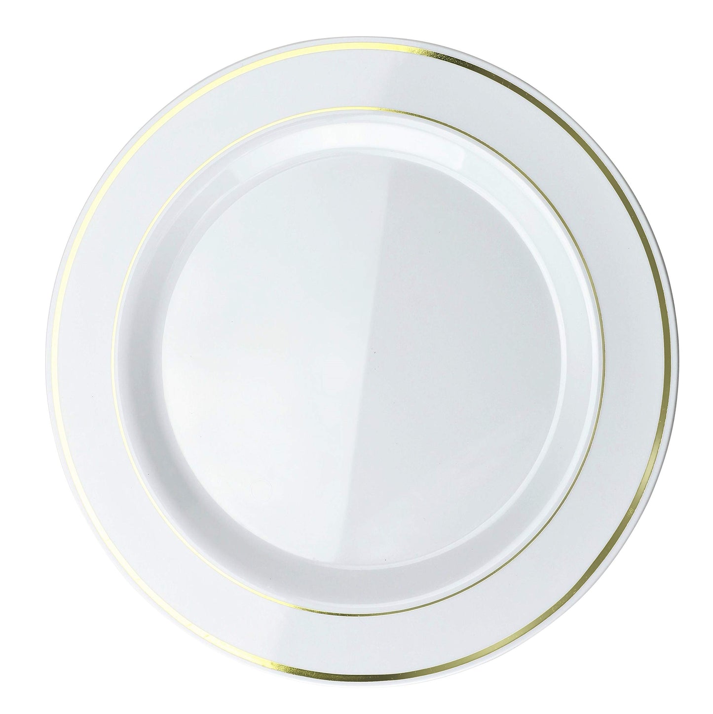 OCCASIONS 360 Pcs set (60 guest) Wedding Disposable Plastic Plate and Silverware Combo 10.5" + 7.5" + Silverware (Double Fork) (White & Gold Rim