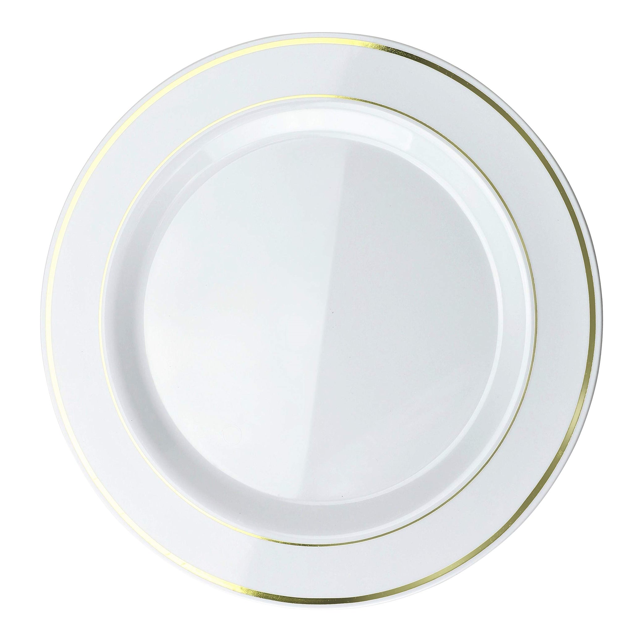 OCCASIONS 360 Pcs set (60 guest) Wedding Disposable Plastic Plate and Silverware Combo 10.5" + 7.5" + Silverware (Double Fork) (White & Gold Rim