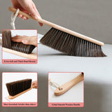 Counter Duster with Wood Handle, Hand Broom,Horse Hair Brush,Dust Brush,Used for Counter, Furniture, Drafting, Patio, Fireplace Cleaning