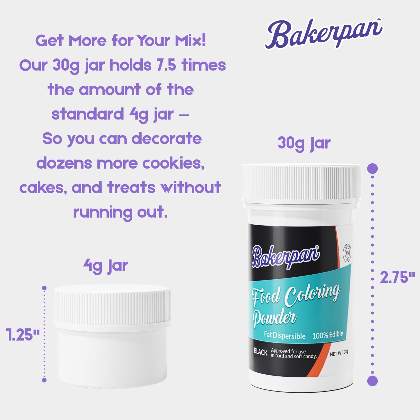 Bakerpan Black Oil-Based Dye-Free Food Coloring Powder - 30g - Chocolate Food Coloring, Coloring for Candy, Icing, Cakes