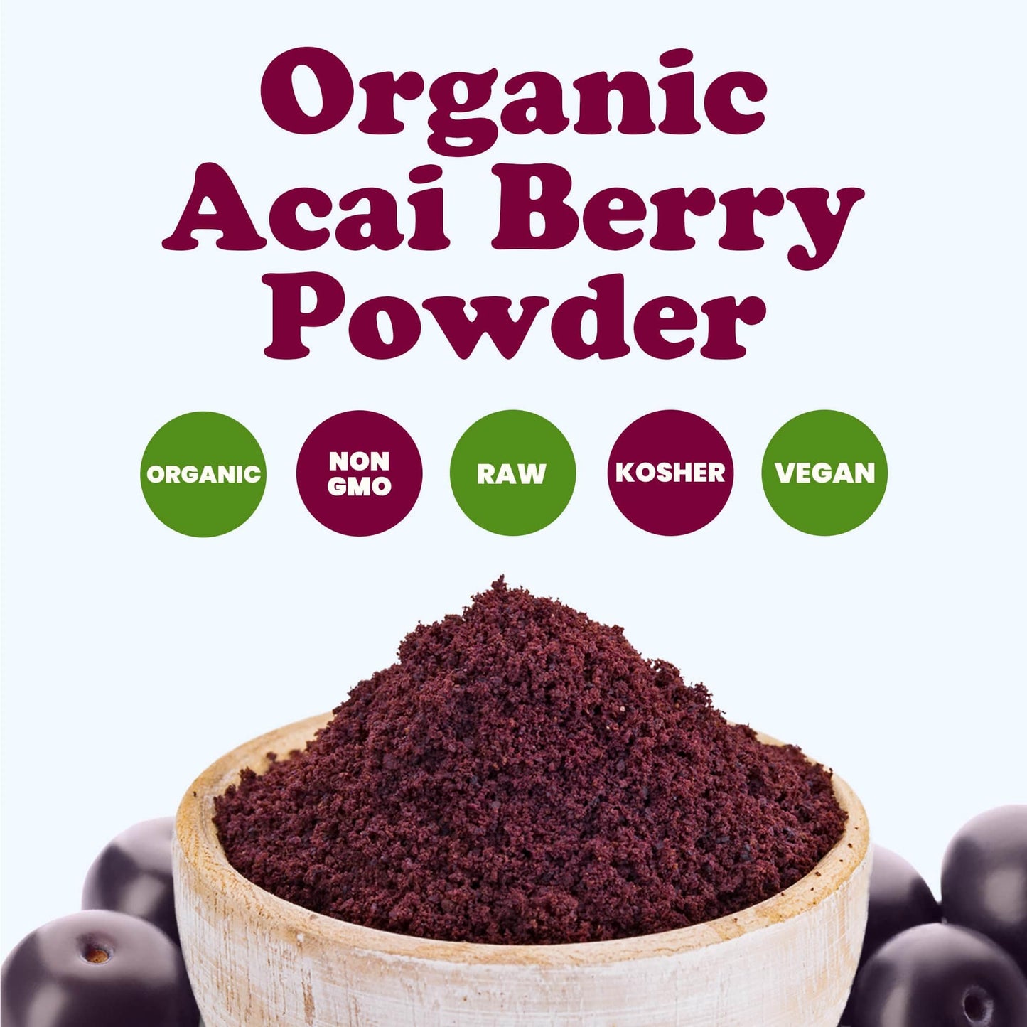 Food to Live Organic Freeze-Dried Acai Berry Powder, 4 Pounds - Non-GMO, Kosher, Raw, Vegan, Unsweetened, Unsulfured, Bulk