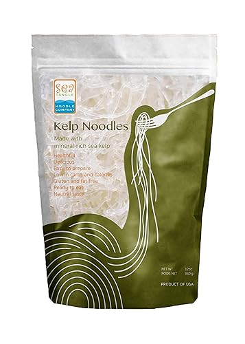 Sea Tangle Kelp Noodles (12oz) - Low Calorie Asian Noodles for Healthy Noodle Dishes - Gluten Free, Keto Noodle Sub for Rice Noodles, Glass Noodles