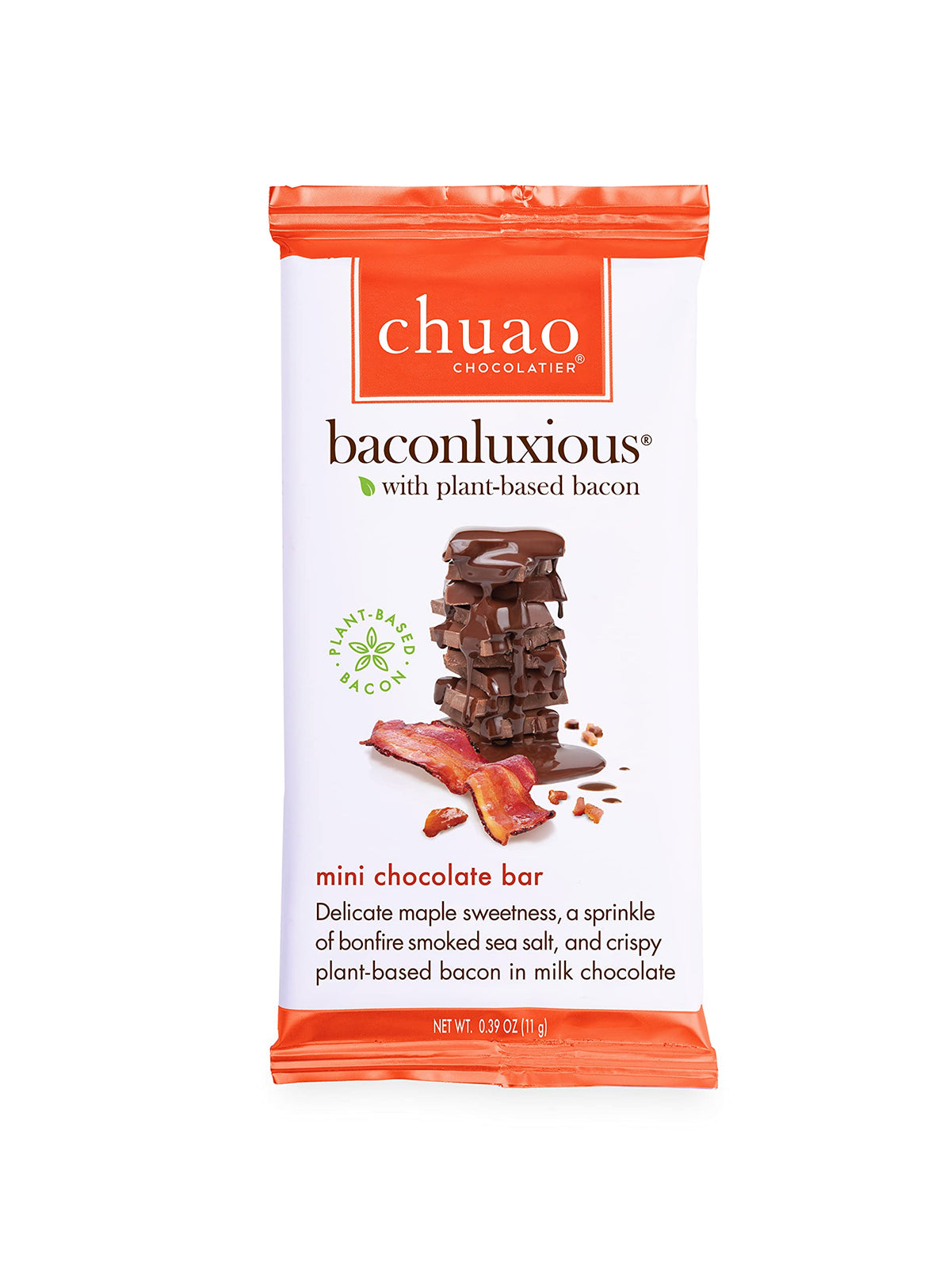 Chuao Chocolatier Baconluxious Chocolate with Plant-Based Bacon Gourmet Milk Bars | Vegetarian | For Gift Baskets, Birthday, Thank You, Care Package |