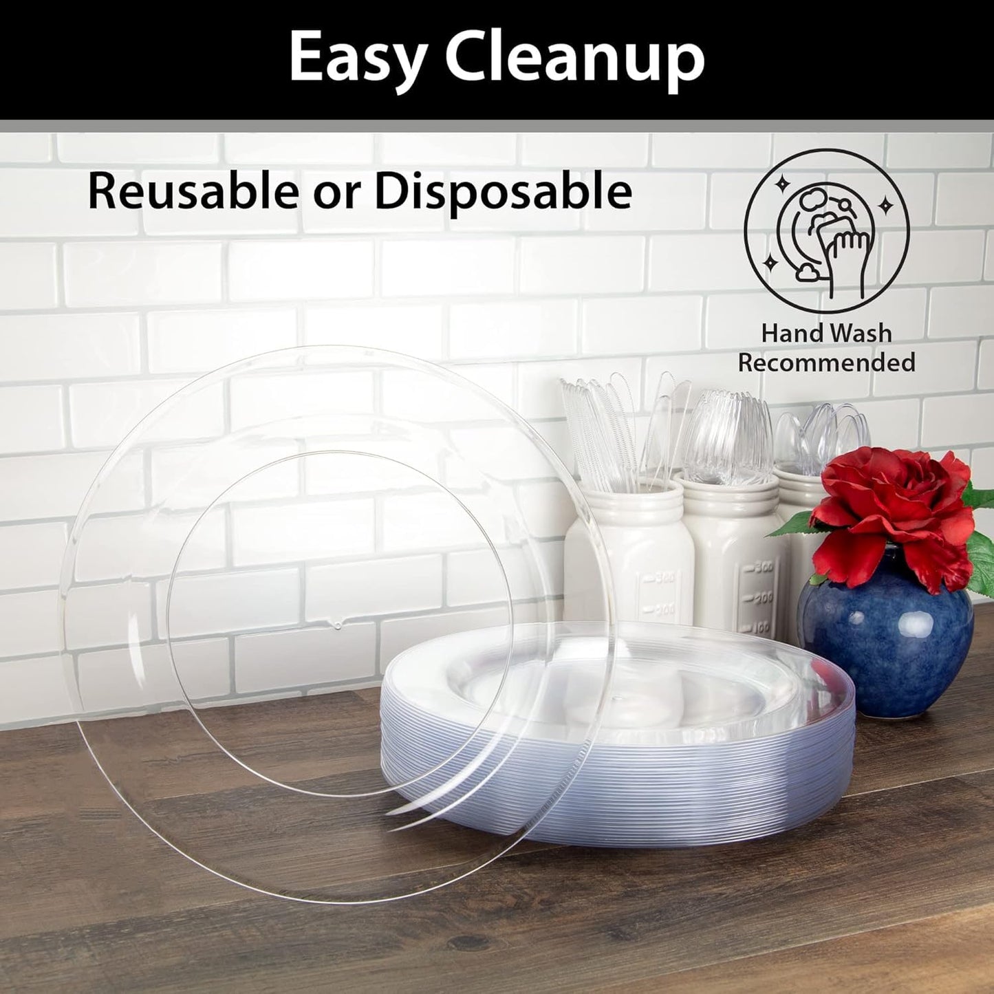 Lillian Tablesettings Premium Quality Heavyweight Plastic Plates China Like. Wedding and Party Dinnerware Plastic Plates 6.25 inc Clear-Value Pack 40