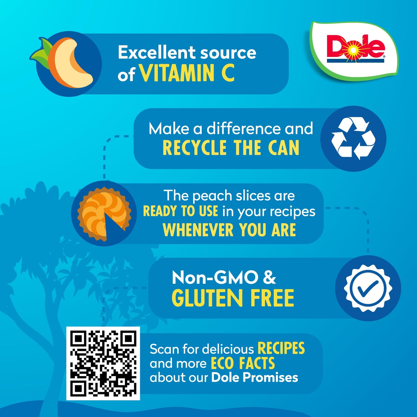 Dole Fruit Jars, Yellow Cling Sliced Peaches in 100% Fruit Juice, Gluten Free, Pantry Staples, 23.5 Oz Resealable Jar
