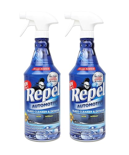 Repel Auto Glass Cleaner, Streak-Free with Protective Nano Barrier. Minerals, & Grime. Makes Glass Self-Cleaning. Safe & Non-Toxic - 32 oz