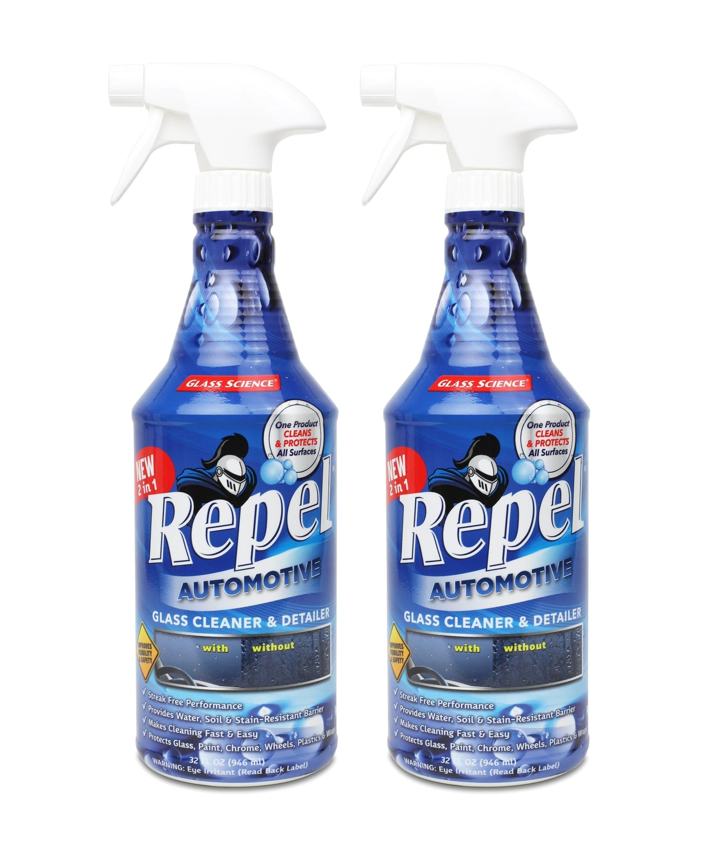 Repel Auto Glass Cleaner, Streak-Free with Protective Nano Barrier. Minerals, & Grime. Makes Glass Self-Cleaning. Safe & Non-Toxic - 32 oz