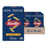 Barilla Mini Penne Pasta, 16 oz. Box (Pack of 12) - Non-GMO, Made with Durum Wheat Semolina - Kosher Certified