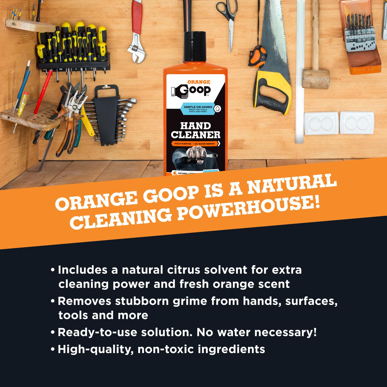 GOOP Orange Liquid Multi-Purpose Waterless Hand Cleaner - 16 oz Flip-Top Bottle (Pack of 2)