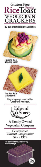 Edward & Sons Exotic Purple Rice & Black Sesame Rice Toast - Oven Baked, Whole Grain, Plant-Based, Gluten Free, Low Fat - 2.25 Oz (Pack of 12)