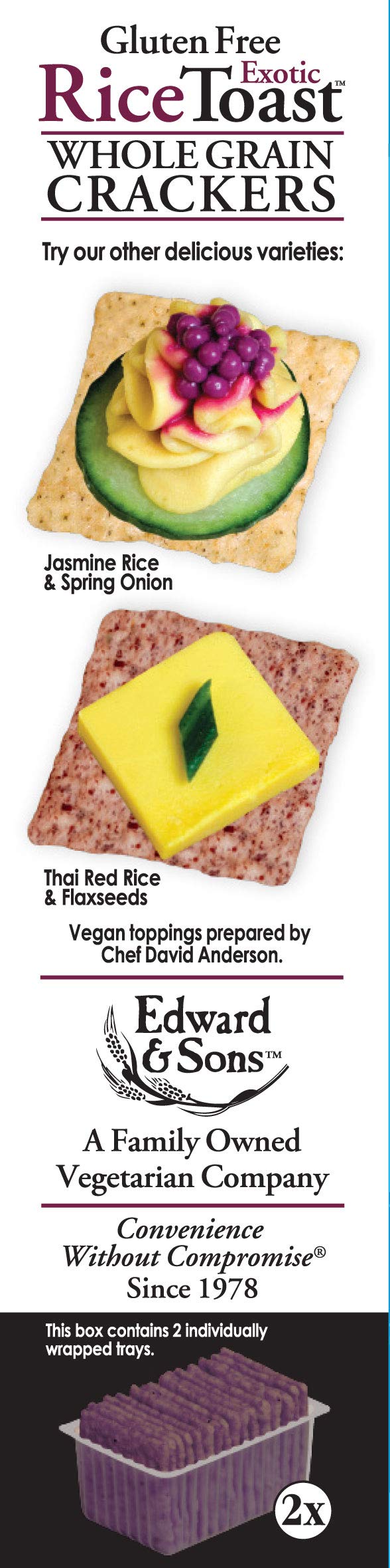 Edward & Sons Exotic Purple Rice & Black Sesame Rice Toast - Oven Baked, Whole Grain, Plant-Based, Gluten Free, Low Fat - 2.25 Oz (Pack of 12)